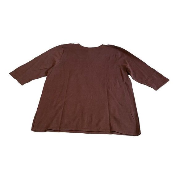 Quacker Factory Embellished Top Womens Large Brown Tunic V Neck Beaded Tassel - Picture 6 of 6